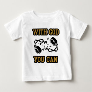 Camiseta Para Bebê Com Deus Você Pode Forte Fé