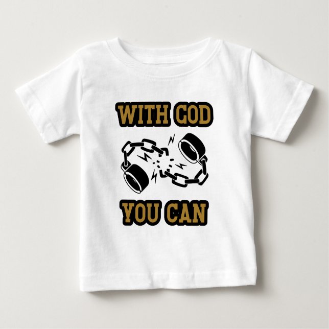 Camiseta Para Bebê Com Deus Você Pode Forte Fé (Frente)
