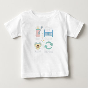 Camiseta Para Bebê Coma cocô de sono Repete o humor engraçado do bebê