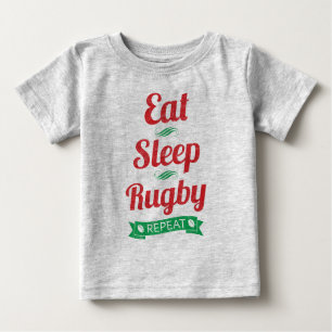 Camiseta Para Bebê Coma, Dorme, Rugby, Repita