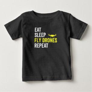 Camiseta Para Bebê Coma Drones com mosca do sono Repetir Piloto do Dr