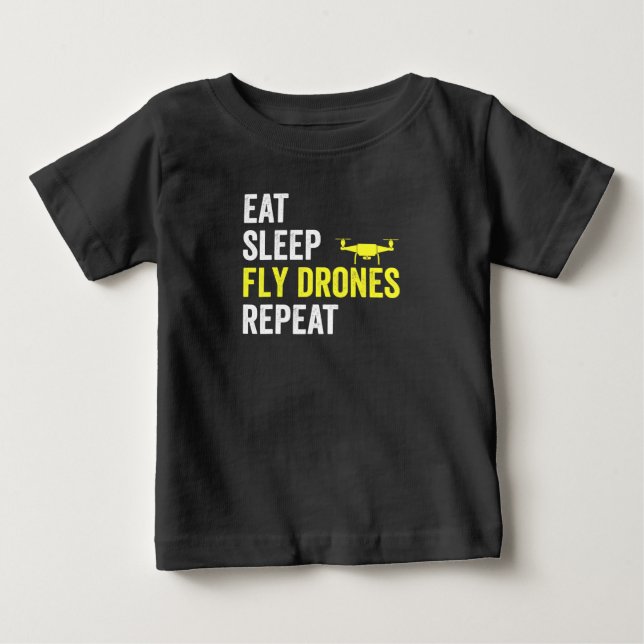 Camiseta Para Bebê Coma Drones com mosca do sono Repetir Piloto do Dr (Frente)