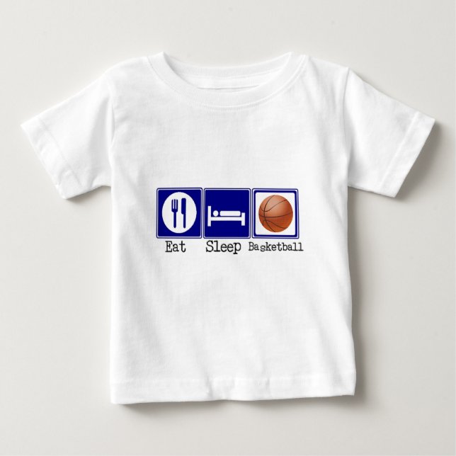 Camiseta Para Bebê Coma, durma, basquetebol (Frente)