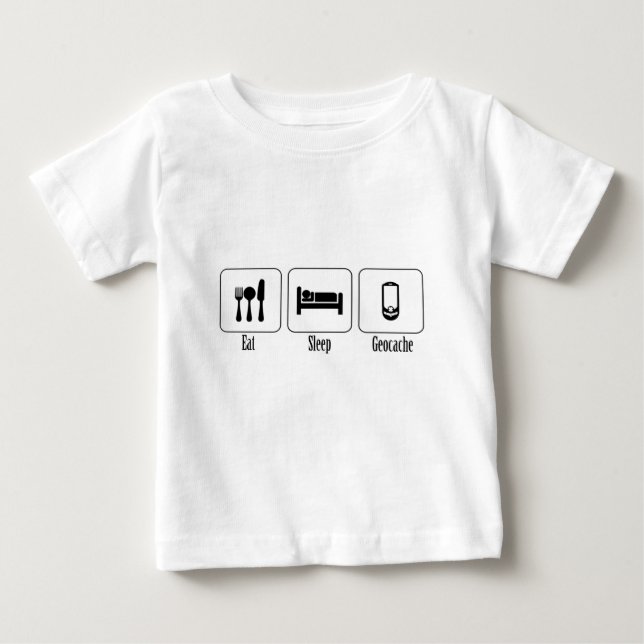 Camiseta Para Bebê Coma, durma, Geocache (Frente)