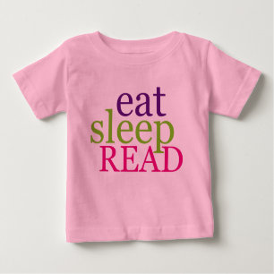 Camiseta Para Bebê Coma, durma, LEIA - retro
