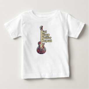 Camiseta Para Bebê Coma guitarra de sono repete.