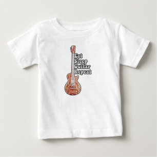 Camiseta Para Bebê Coma guitarra de sono repete. citação motivacional