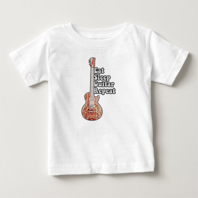 Camiseta Para Bebê Coma guitarra de sono repete. citação motivacional (Frente)