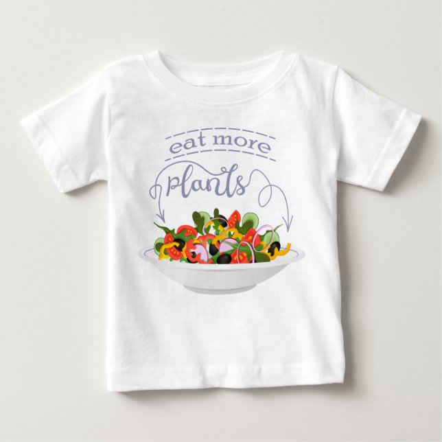 Camiseta Para Bebê Coma mais plantas com cartazes de motivação de sal (Frente)