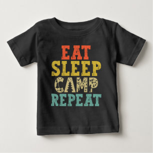 Camiseta Para Bebê Coma o acampamento do sono Repetir o acampamento