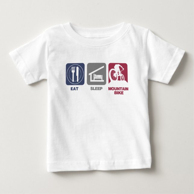 Camiseta Para Bebê Coma o Mountain bike do sono (Frente)