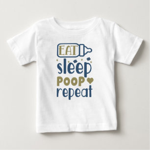Camiseta Para Bebê Coma Repetição do Poop do Sono - Engraçado