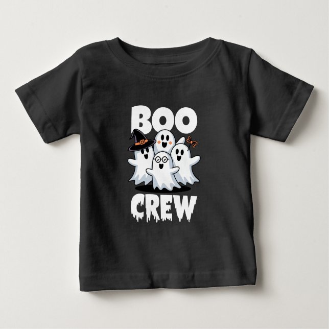 Camiseta Para Bebê Combinação da Família Boo Crew Halloween (Frente)