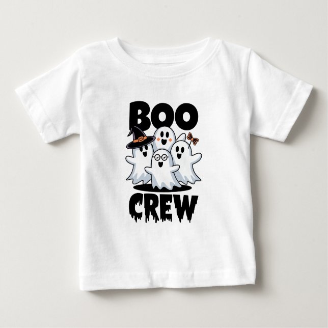 Camiseta Para Bebê Combinação da Família Boo Crew Halloween (Frente)