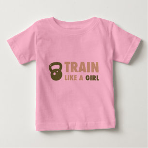 Camiseta Para Bebê Comboio Como Uma Rapariga Com Kettlebell