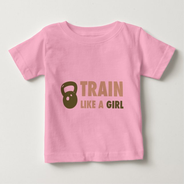 Camiseta Para Bebê Comboio Como Uma Rapariga Com Kettlebell (Frente)