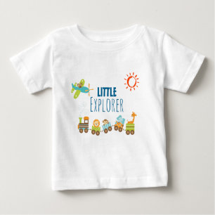 Camiseta Para Bebê Comboio de Brinquedos e Avião Pequeno Explorador
