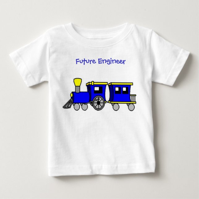 Camiseta Para Bebê comboio e azul-caboose, Engenheiro futuro (Frente)