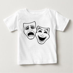 Camiseta Para Bebê Comédia E Teatro Tragédia Mascaram Linha Negra