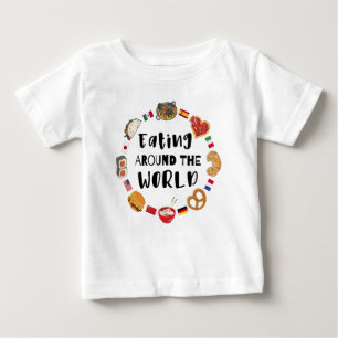 Camiseta Para Bebê Comendo pelo mundo