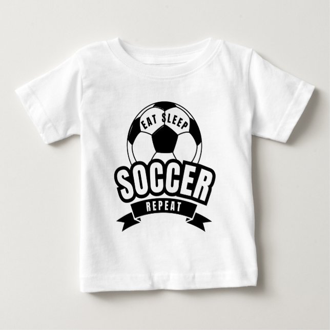 Camiseta Para Bebê comer dormir futebol repetir  (Frente)