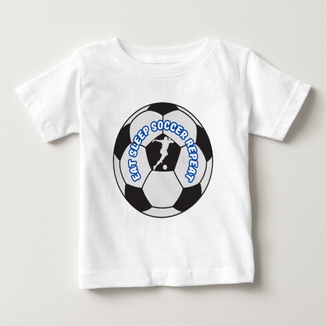 Camiseta Para Bebê comer dormir futebol repetir  (Frente)