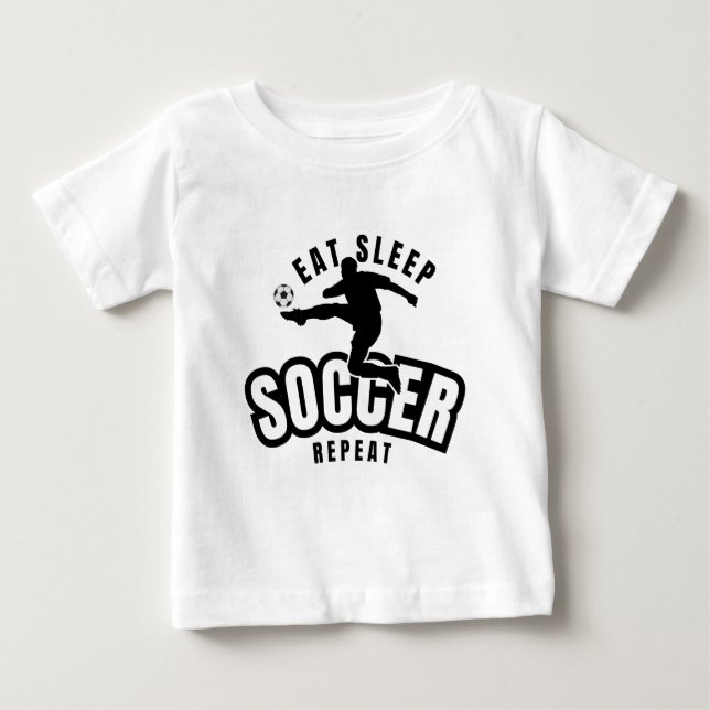 Camiseta Para Bebê comer dormir futebol repetir  (Frente)