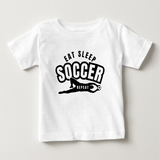 Camiseta Para Bebê comer dormir futebol repetir  (Frente)
