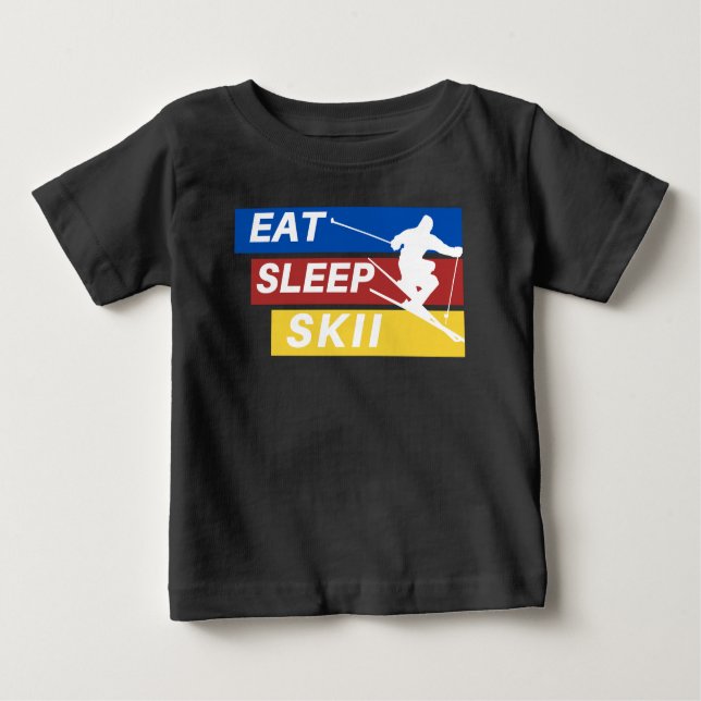 Camiseta Para Bebê Comer Skii Do Sono (Frente)
