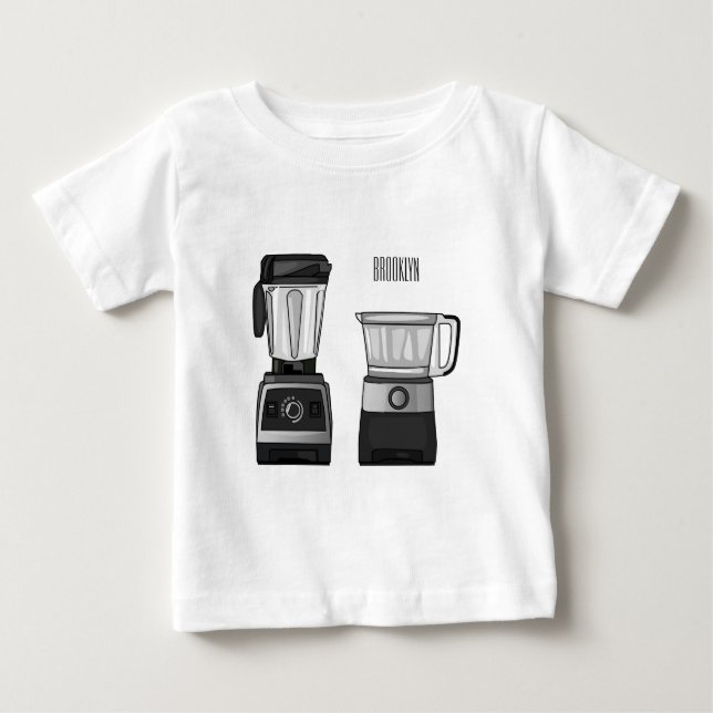 Camiseta Para Bebê Comida e ilustração do desenho do blender (Frente)