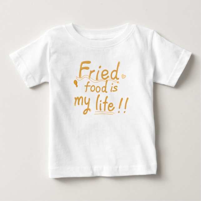 Camiseta Para Bebê Comida frita é minha vida (Frente)