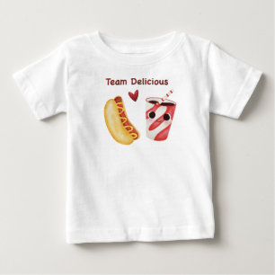 Camiseta Para Bebê Comida Rápida Bonita - Faces de Comida de Lixo Kaw