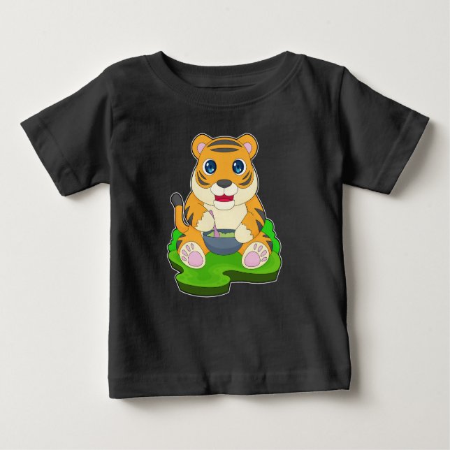 Camiseta Para Bebê Comida Tiger Bowl (Frente)
