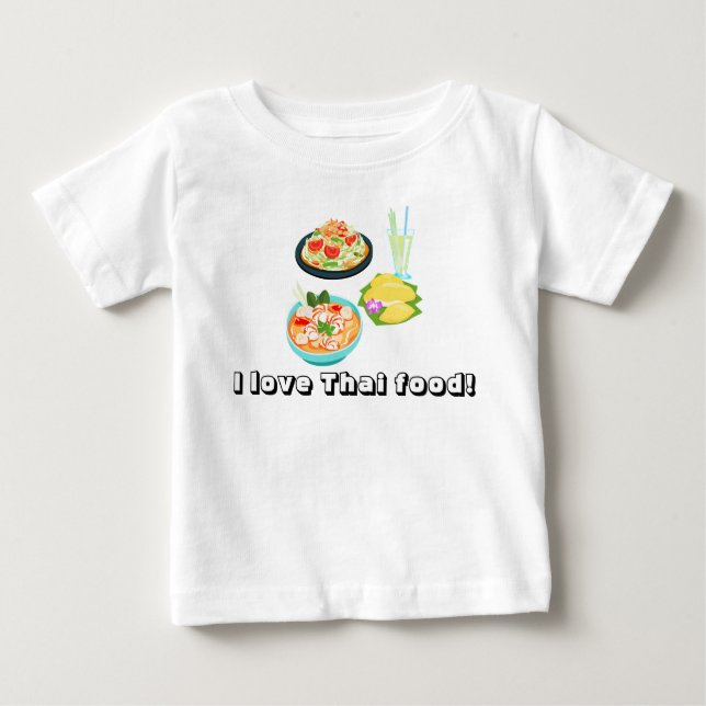 Camiseta Para Bebê Comidas, bebidas, Fruta e redação tailandesas (Frente)
