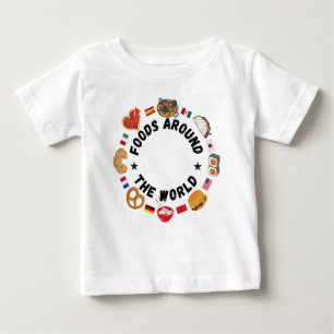 Camiseta Para Bebê Comidas em todo o mundo