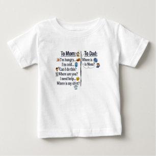 Camiseta Para Bebê Comparação de Estilos Parentais entre Mamãe e Papa