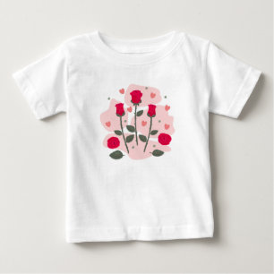 Camiseta Para Bebê Composição das rosas vermelhas