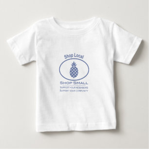 Camiseta Para Bebê Compro local, Compro Pequeno abacaxi azul