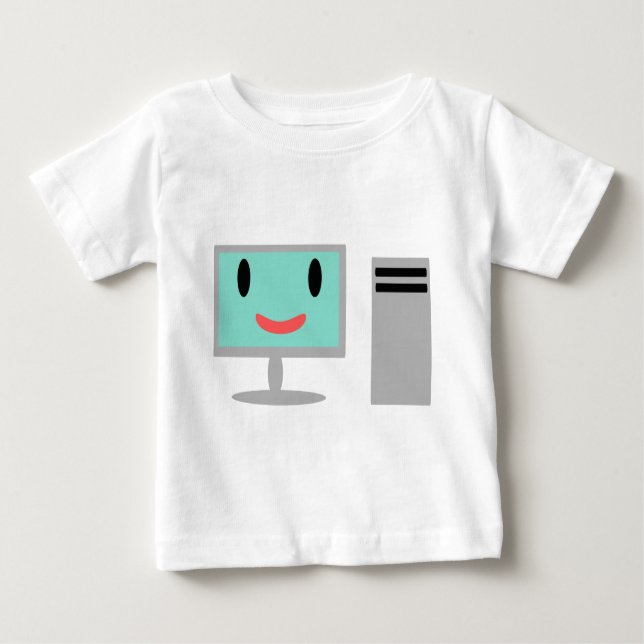 Camiseta Para Bebê computador de desenho (Frente)
