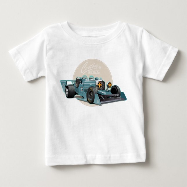 Camiseta Para Bebê Conceito de carro de retrocorrida personalizado (Frente)
