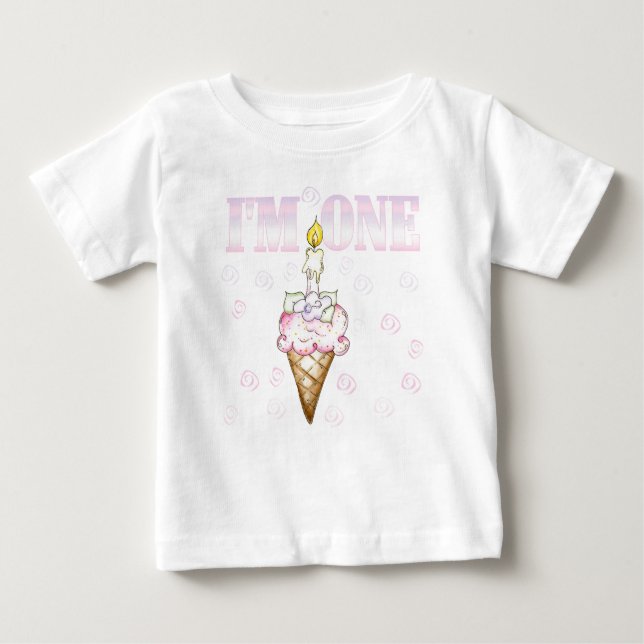Camiseta Para Bebê Cone do cupcake eu sou um (Frente)
