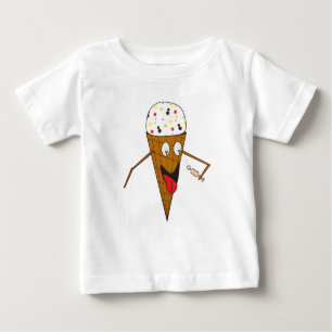 Camiseta Para Bebê Cone do sorvete que lambe um bebê T da pessoa