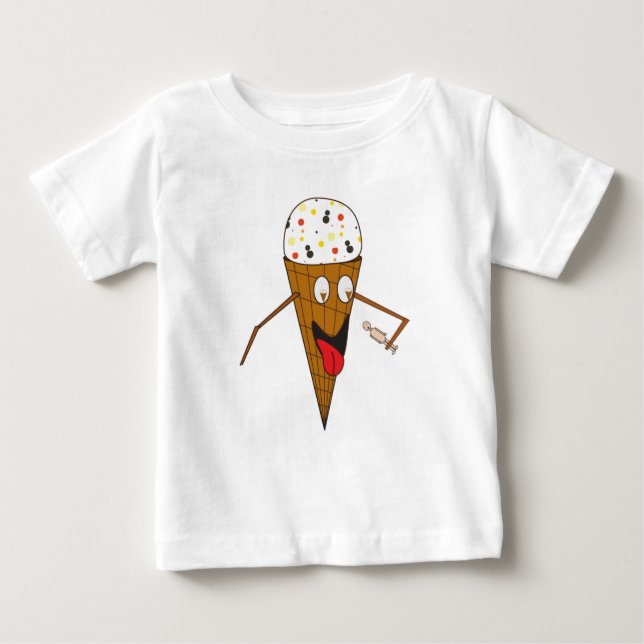 Camiseta Para Bebê Cone do sorvete que lambe um bebê T da pessoa (Frente)