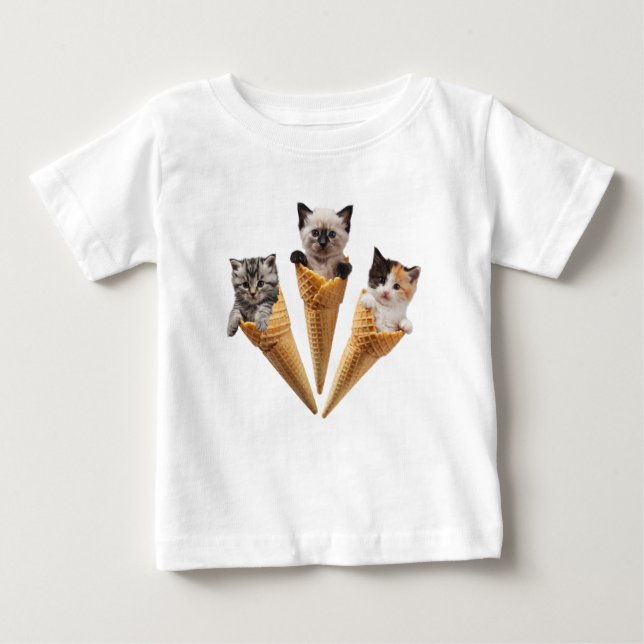Camiseta Para Bebê Cones de gatinho (Frente)