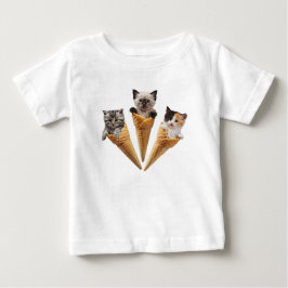 Camiseta Para Bebê Cones de Gatinho Fofo 