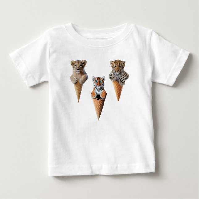 Camiseta Para Bebê Cones de Gato Grande Fofo (Frente)