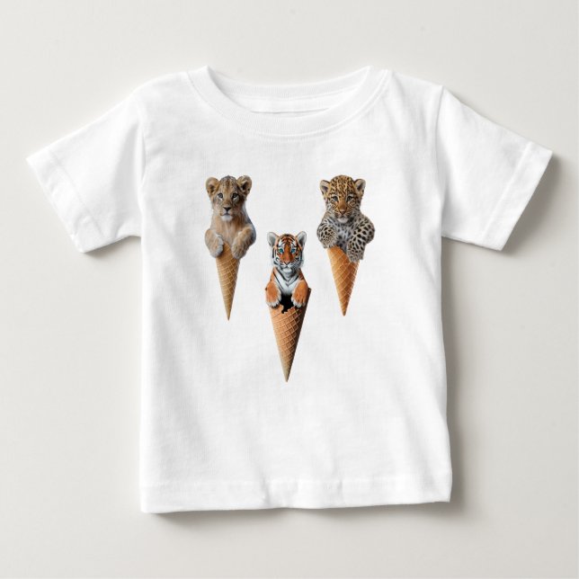 Camiseta Para Bebê Cones de Gatos Grandes (Frente)