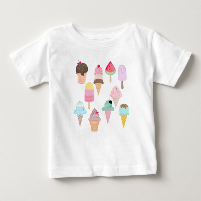 Camiseta Para Bebê Cones de Gelado (Frente)