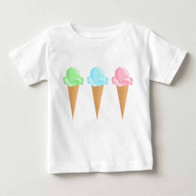 Camiseta Para Bebê Cones de Sorvete (Frente)