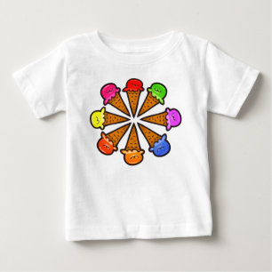 Camiseta Para Bebê Cones de Sorvete Multicoloridos No. 3